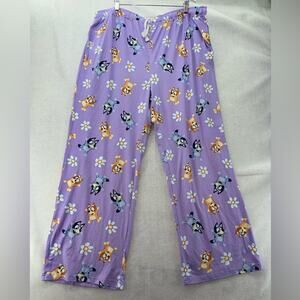 Women’s Bluey & Bingo Lounge Pajama Pants Lavender Flowers size XXL Pockets